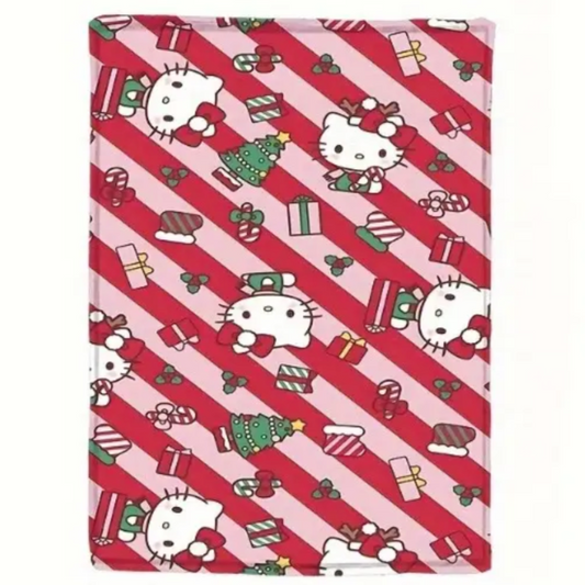 Hello Kitty Red & Pink Festive Christmas fleece blanket