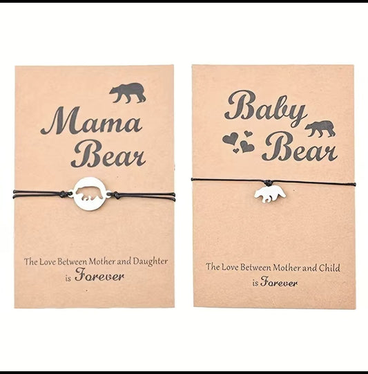 Mama and Baby Bear bracelet set