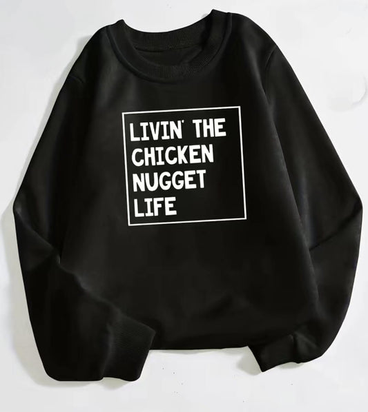 Kids Livin the Chicken Nugget Life Black jumper