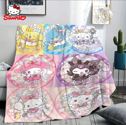 Sanrio Cinnamoroll, Kuromi & Friends Flannel Throw Blanket  130cm x150cm